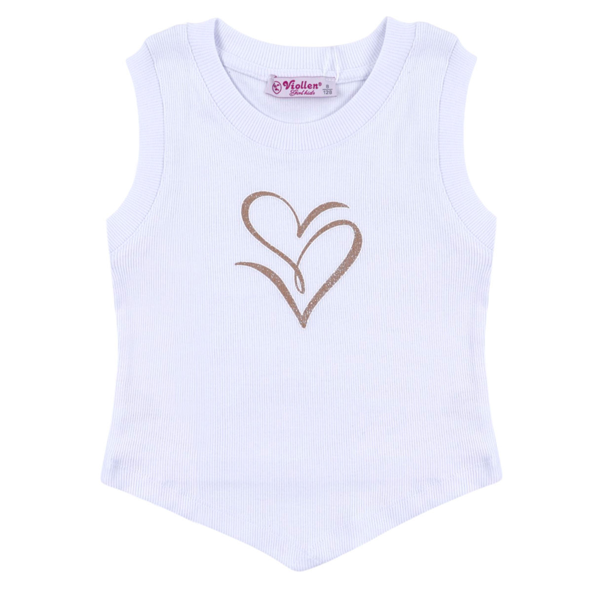 Детски потник със заострен силует в бяло