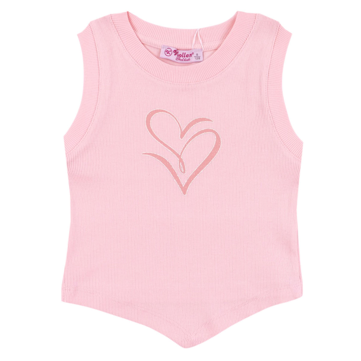 Детски потник със заострен силует в пудра