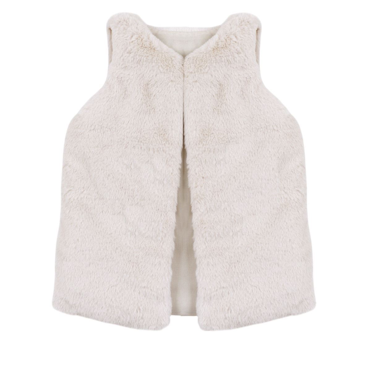 Детски пухен елек в бежово