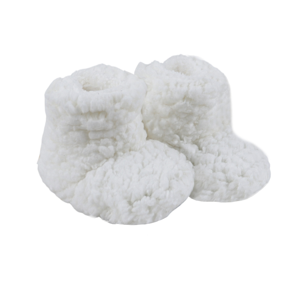 Детски пухени пантофки в екрю