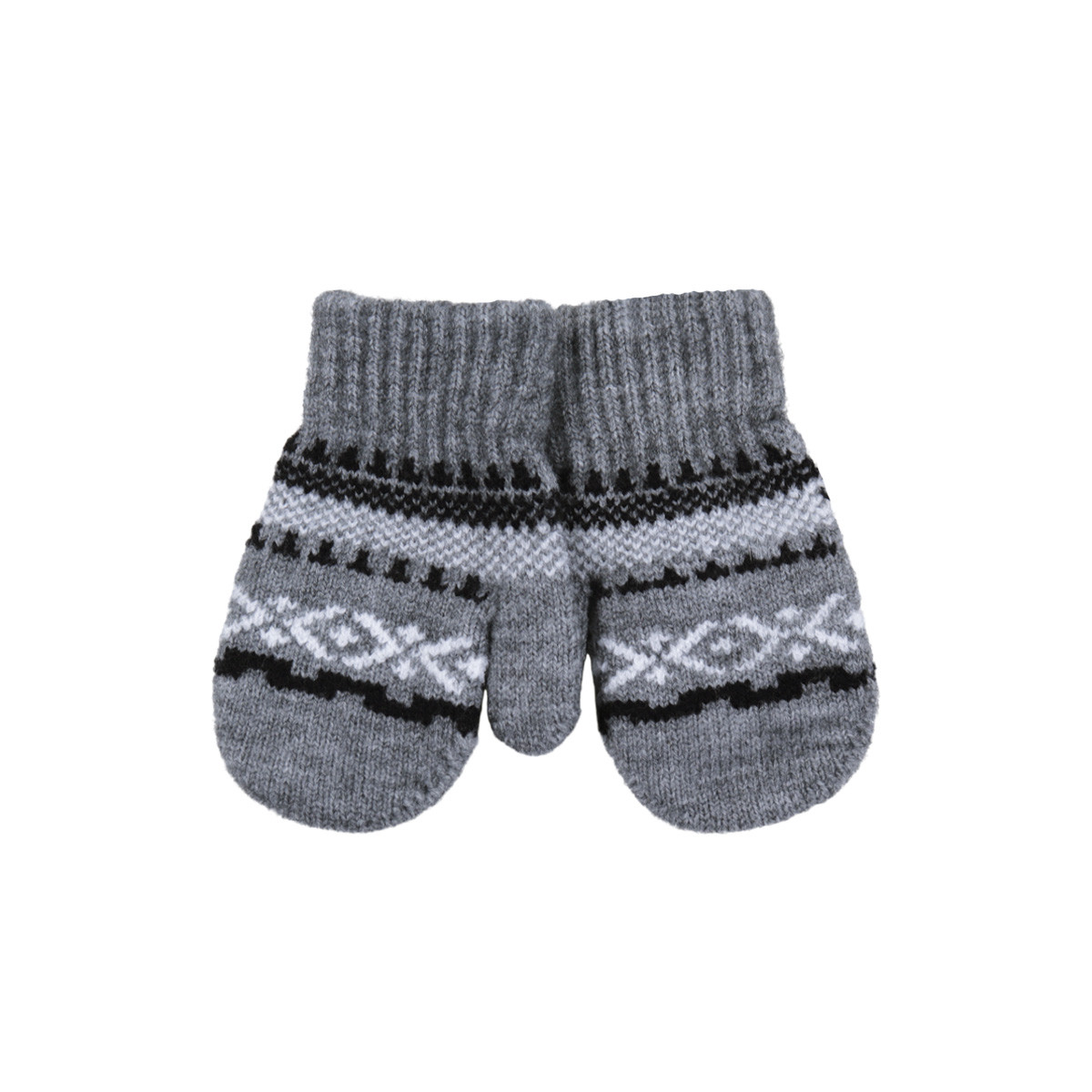 Детски ръкавици с шарка в сив меланж
