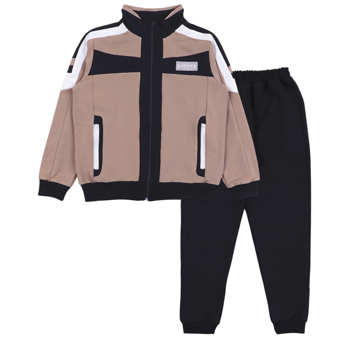 Детски спортен комплект в бежово и черно