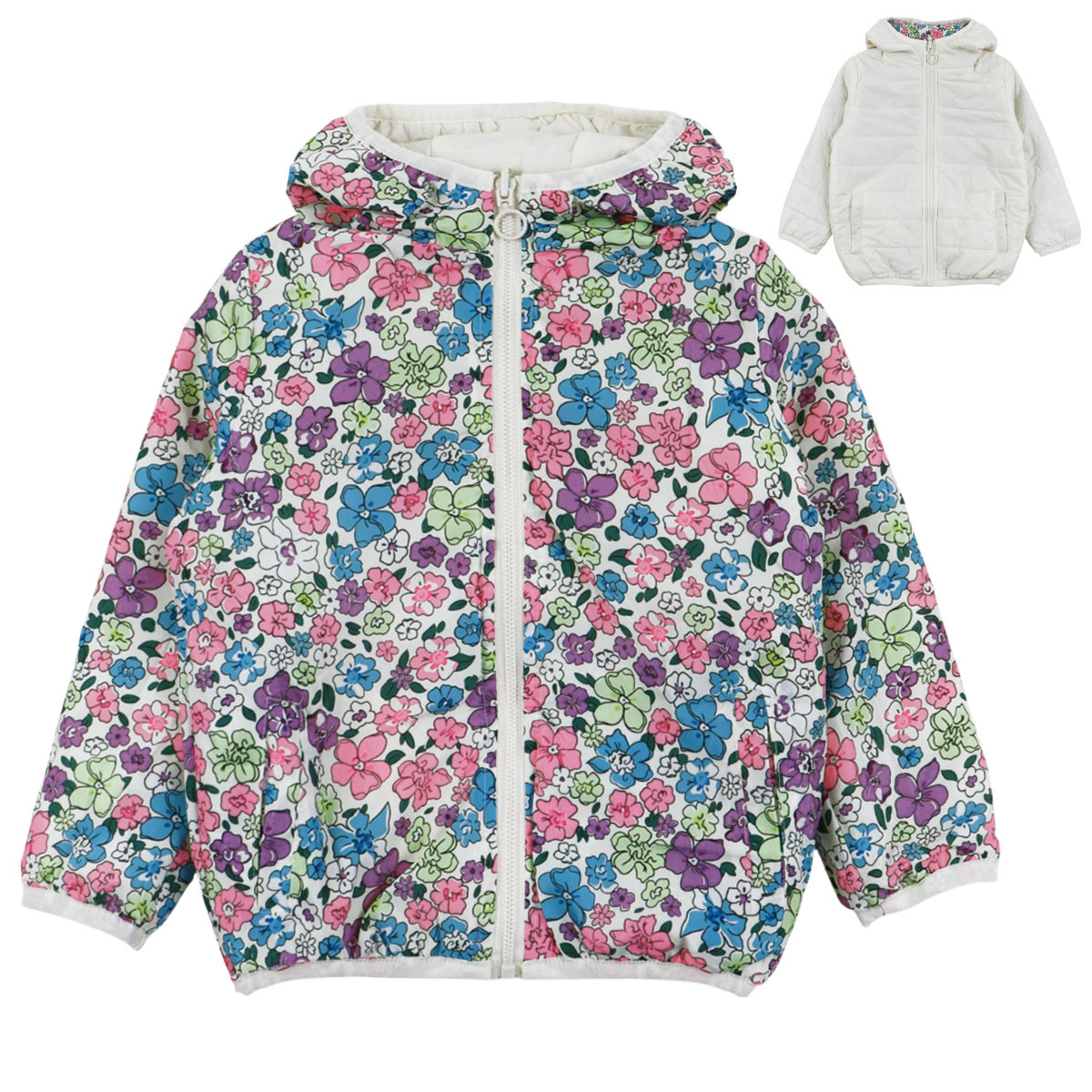 Двулицево преходно яке "Flowers" в екрю