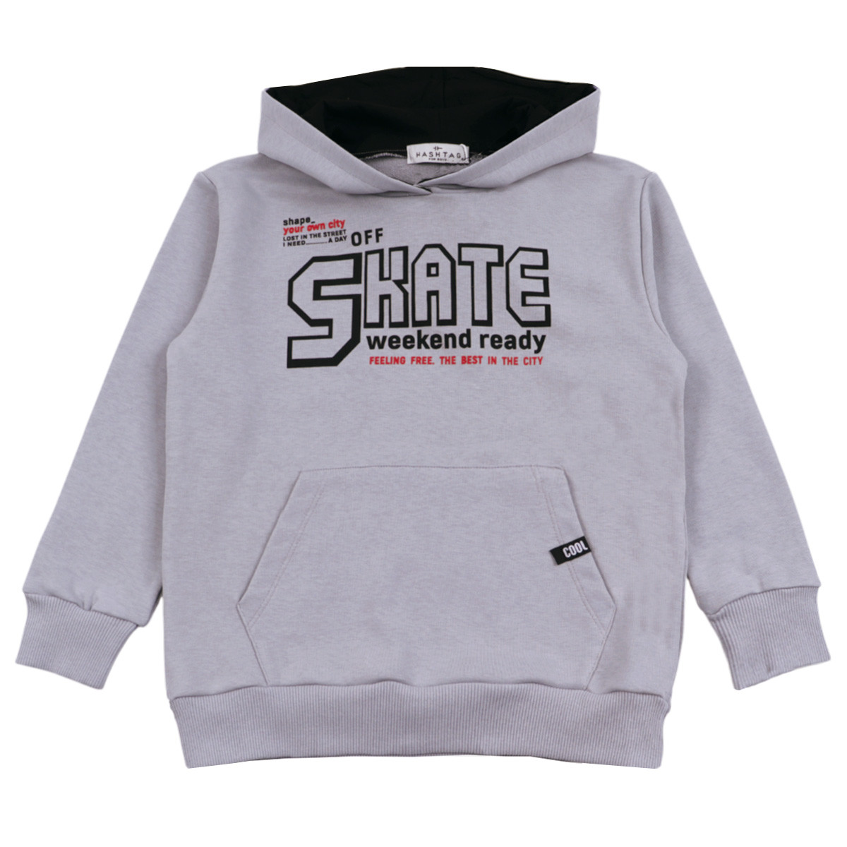 Детско плътно худи в сиво "Skate''