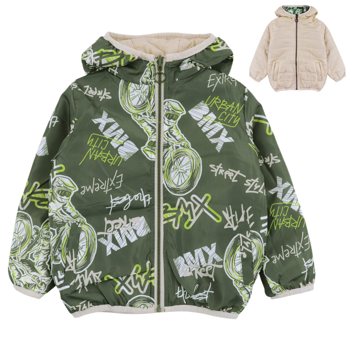 Двулицево преходно яке "Extreme" в бежово и зелено