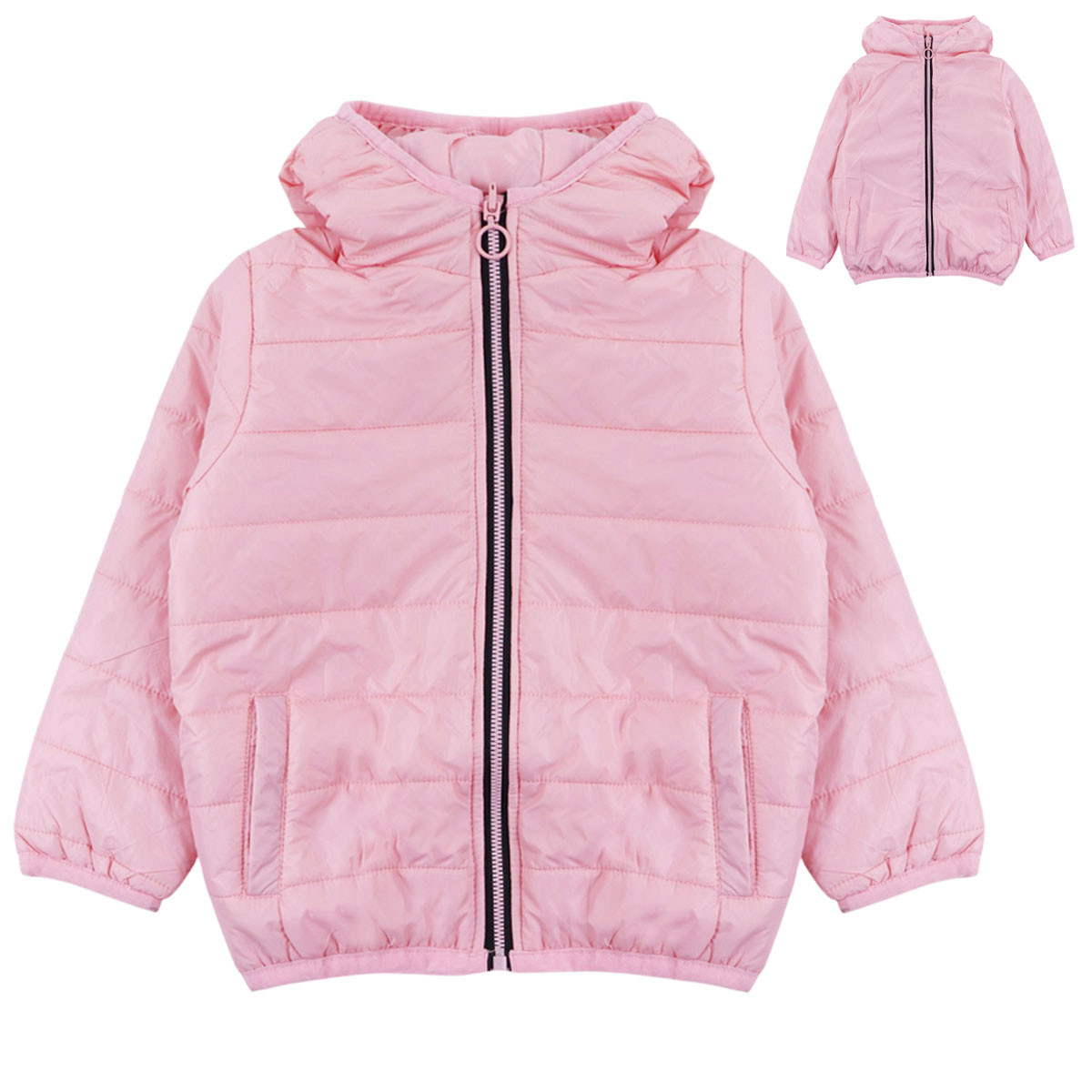 Двулицево капитонирано яке в розово