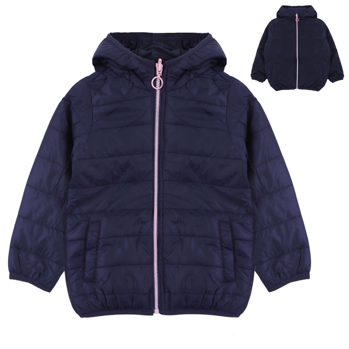 Двулицево капитонирано яке в тъмносиньо