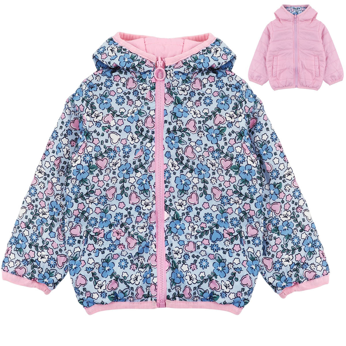Двулицево преходно яке "Bloom" в розово и синьо