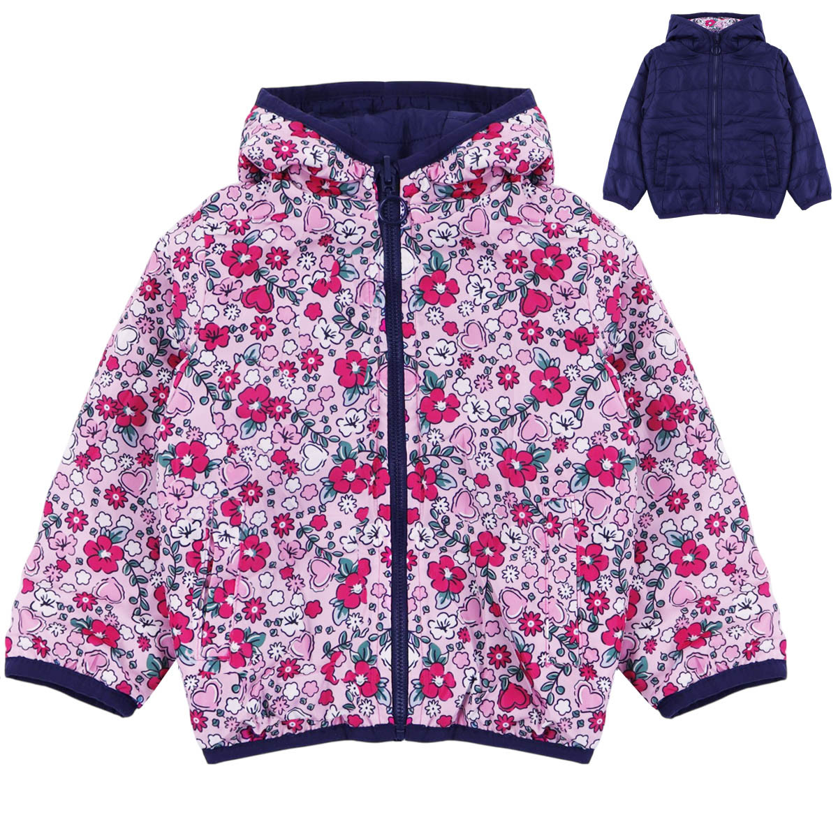 Двулицево преходно яке "Bloom" в розово и тъмносиньо