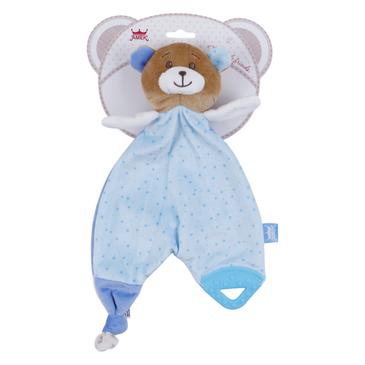 Играчка за гушкане "Мече" в синьо 30 см