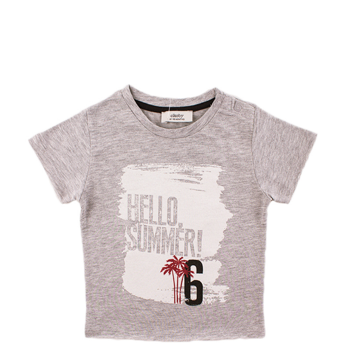 Тениска за момчета в сиво "Hello summer" (6 мес. - 3 год.)