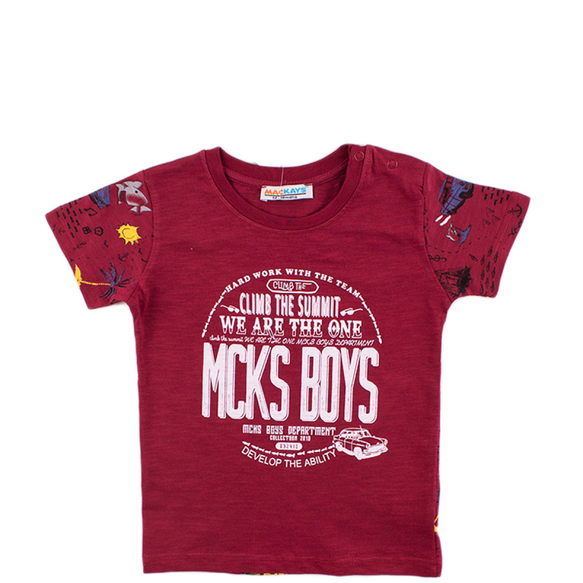 Тениска за момчета в бордо  (6 мес. - 3 год.)