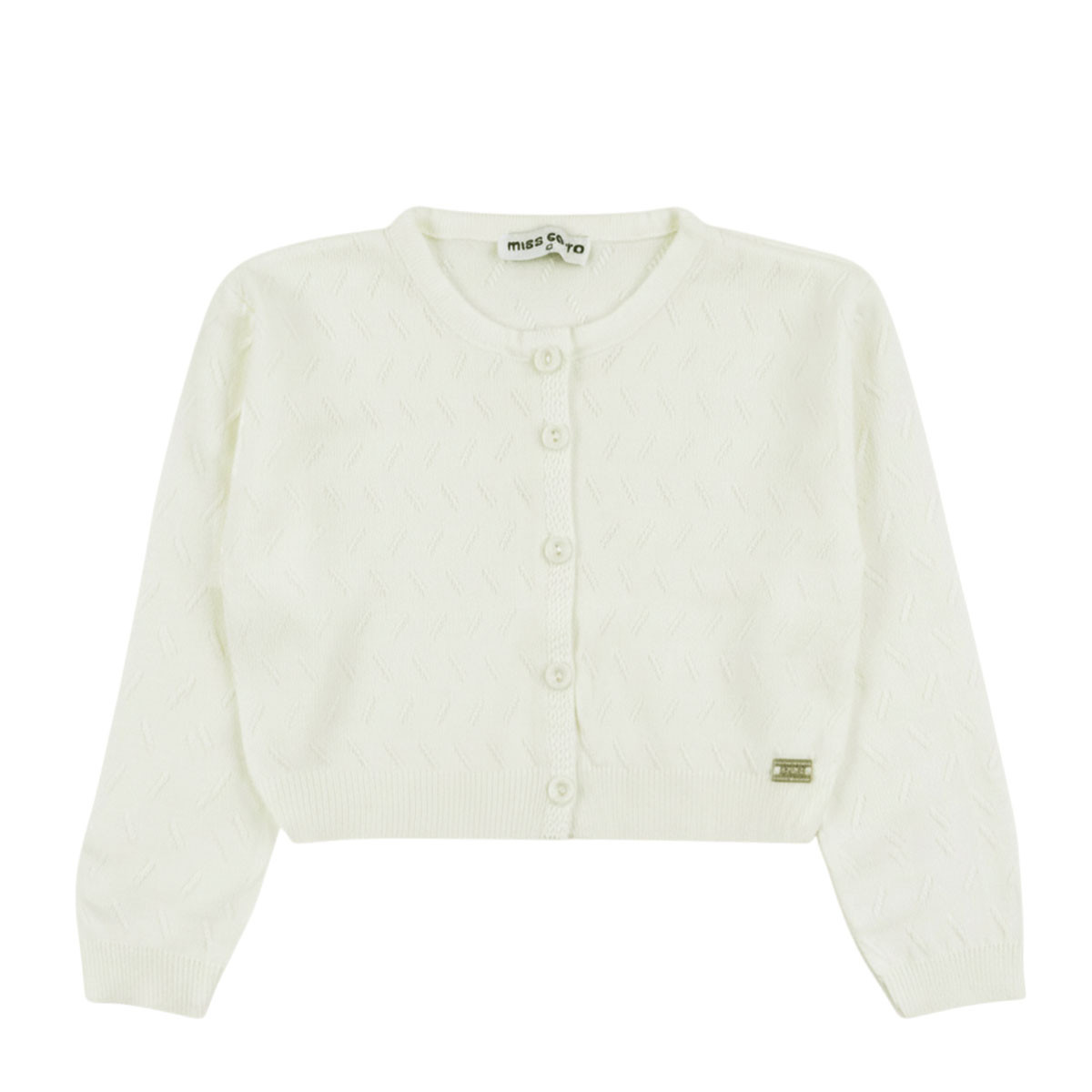 Къса жилетка от памучно плетиво в екрю