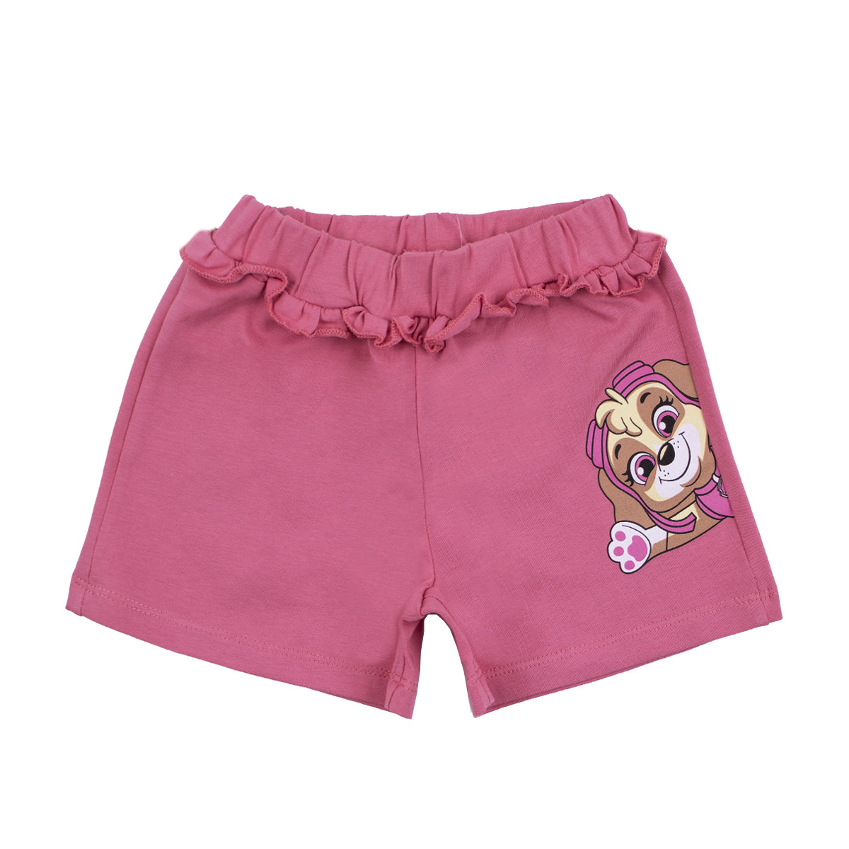 Къси панталони с къдрички в розово