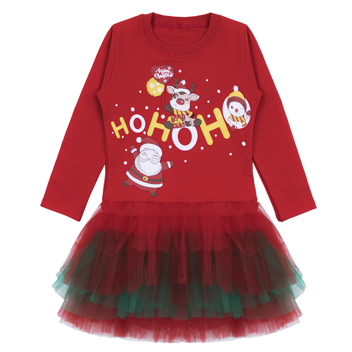 Коледна ватирана рокля "Ho ho ho"