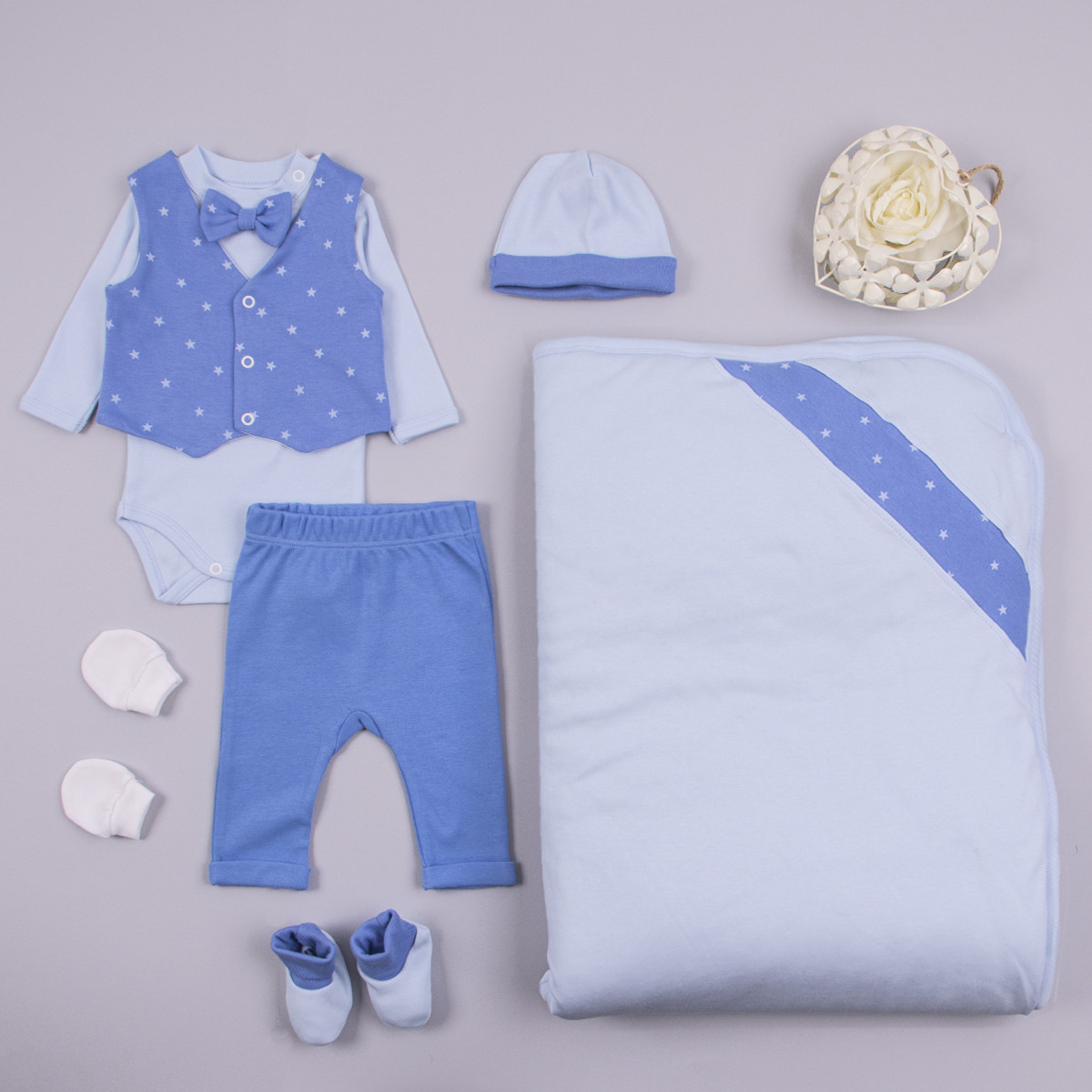 Комплект за изписване на момченца от 7 части в синьо