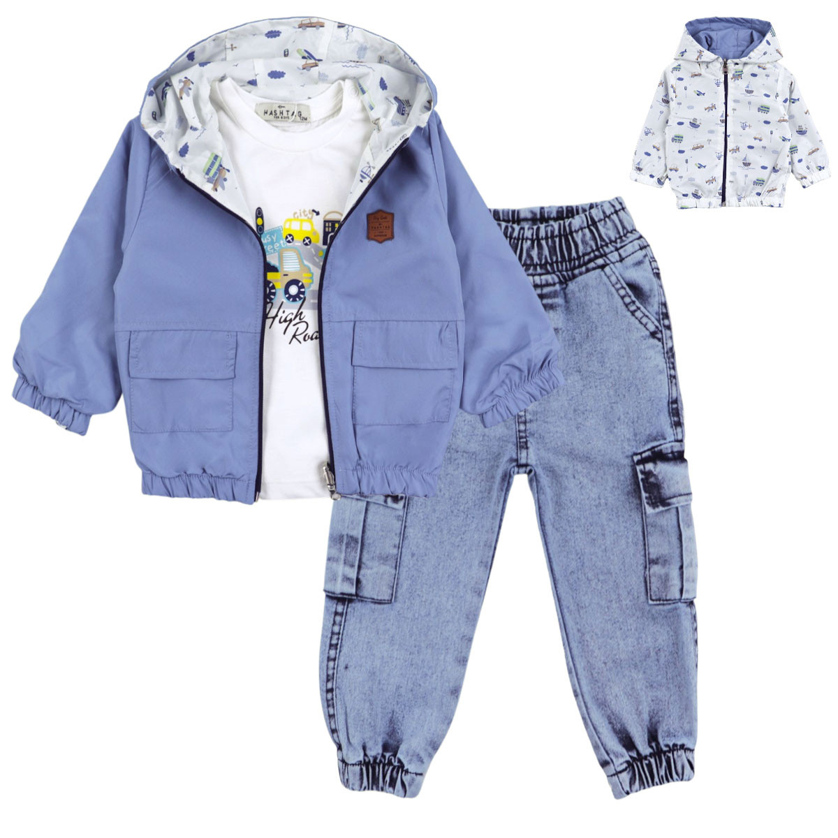 Комплект от 3 части с двулицево яке "Travel"