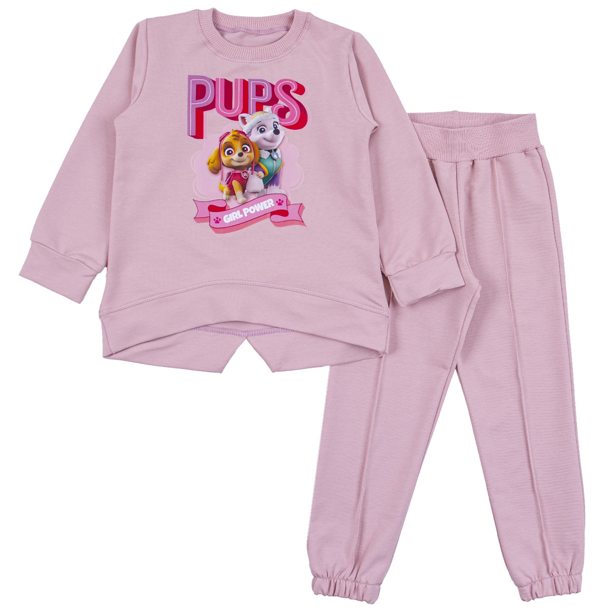 Детски комплект "Pups" в опушено розово
