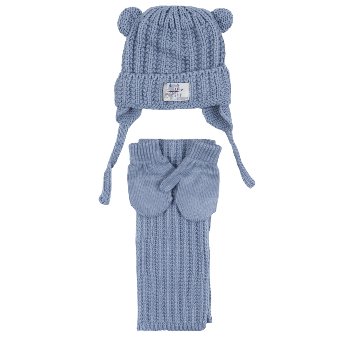 Комплект шал, шапка и ръкавички "Popular" в бледосиньо