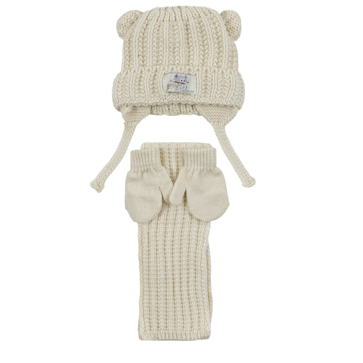 Комплект шал, шапка и ръкавички "Popular" в екрю