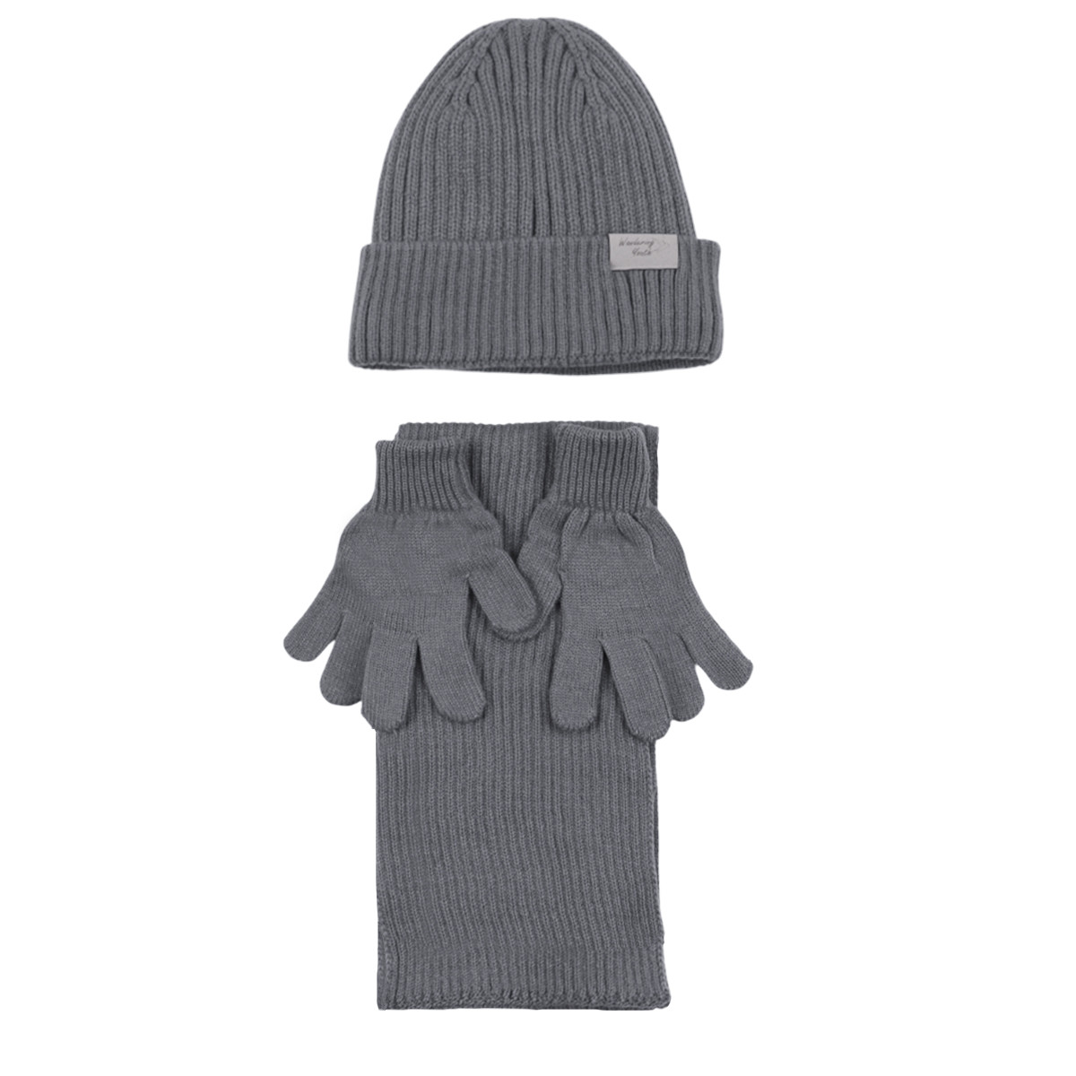 Комплект шал, шапка и ръкавички "Youth" в сиво