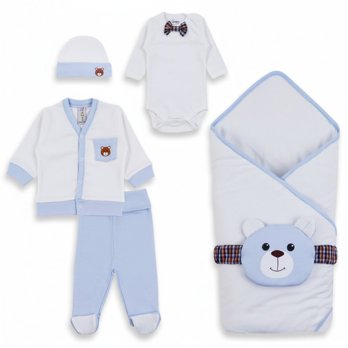 Комплект за изписване от 5 части "Мече" в синьо