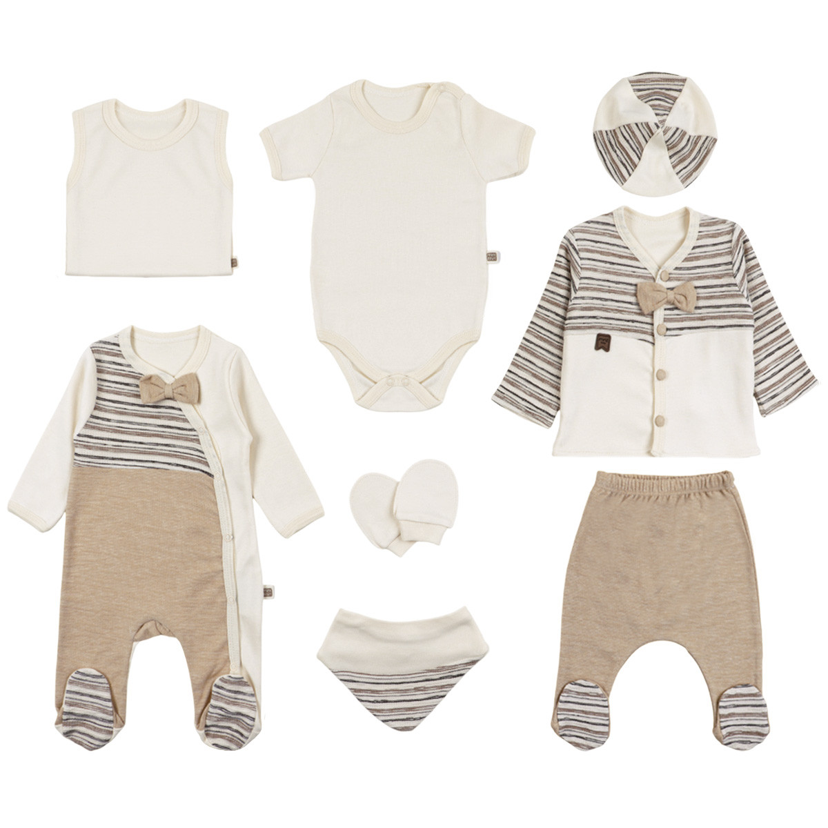 Комплект за новородено от 8 части с райе