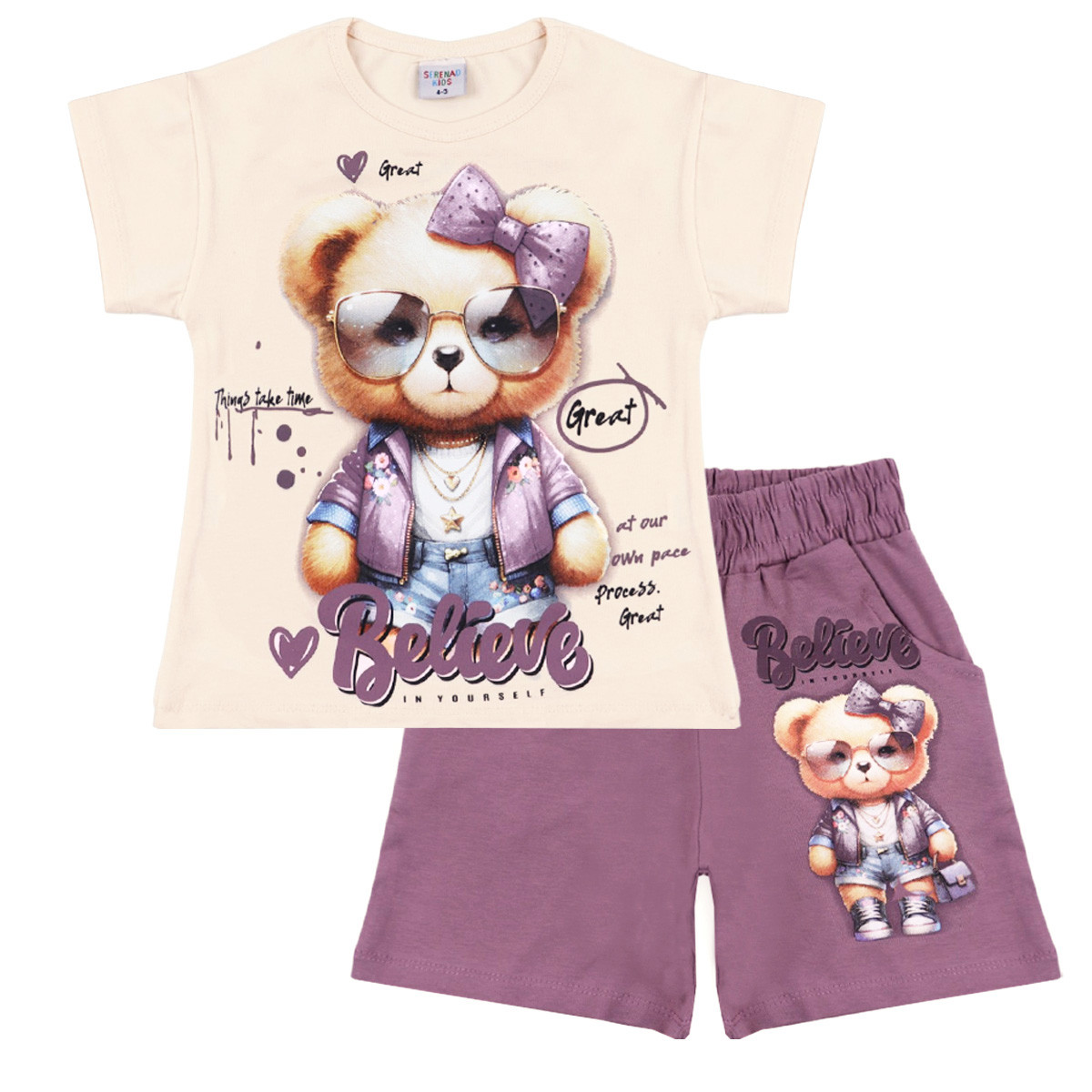 Летен комплект ''Belive'' в пепел от рози