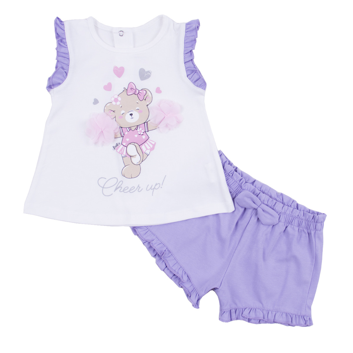 Летен комплект "Cheep up" в бяло и лилаво