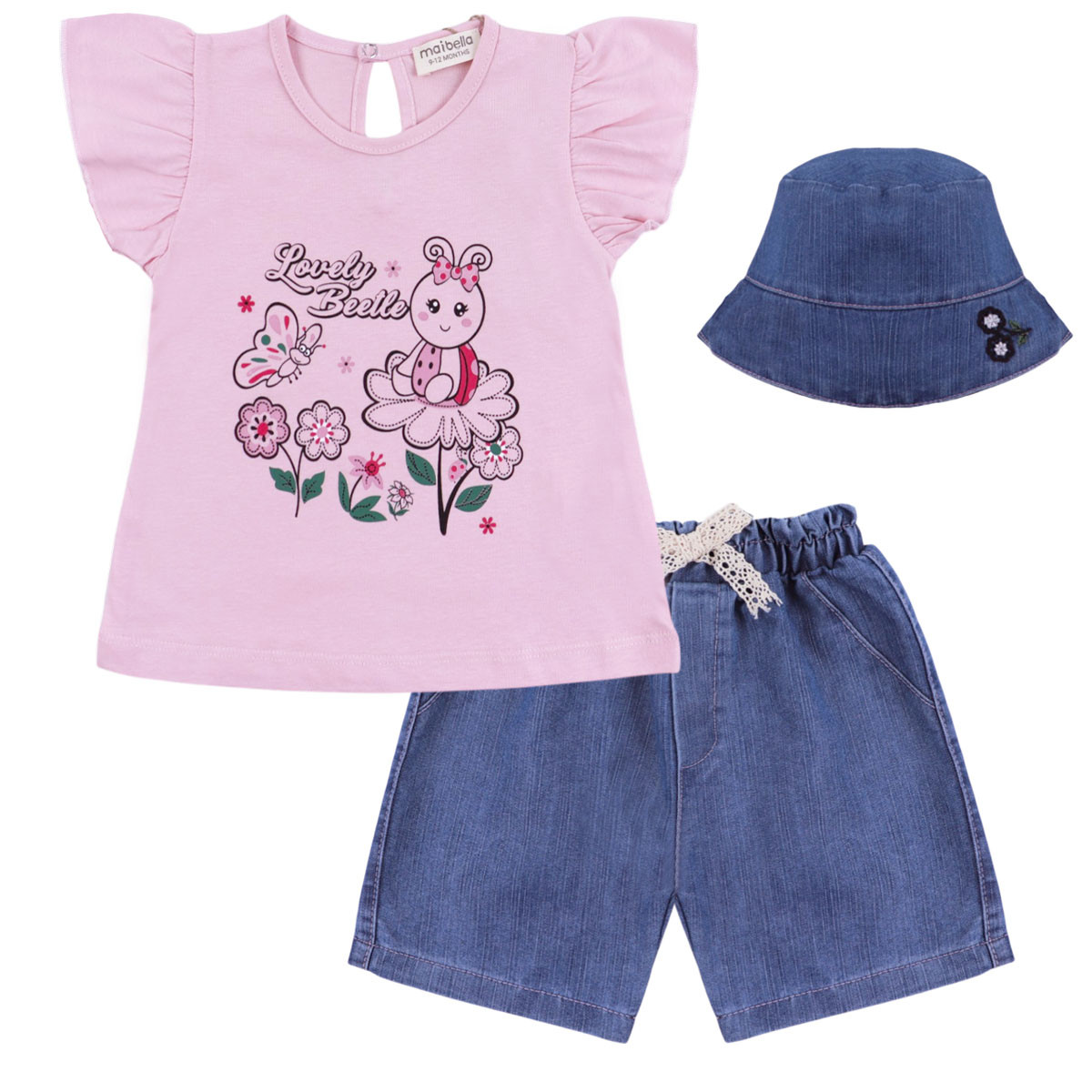 Бебешки летен комплект с шапка