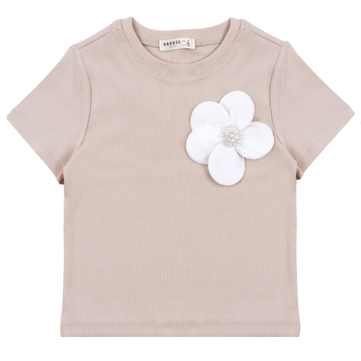 Лятна блуза с перлички "Flower" в бежово
