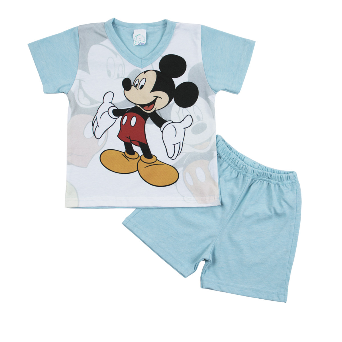 Лятна пижама с анимационен герой в бяло и синьо