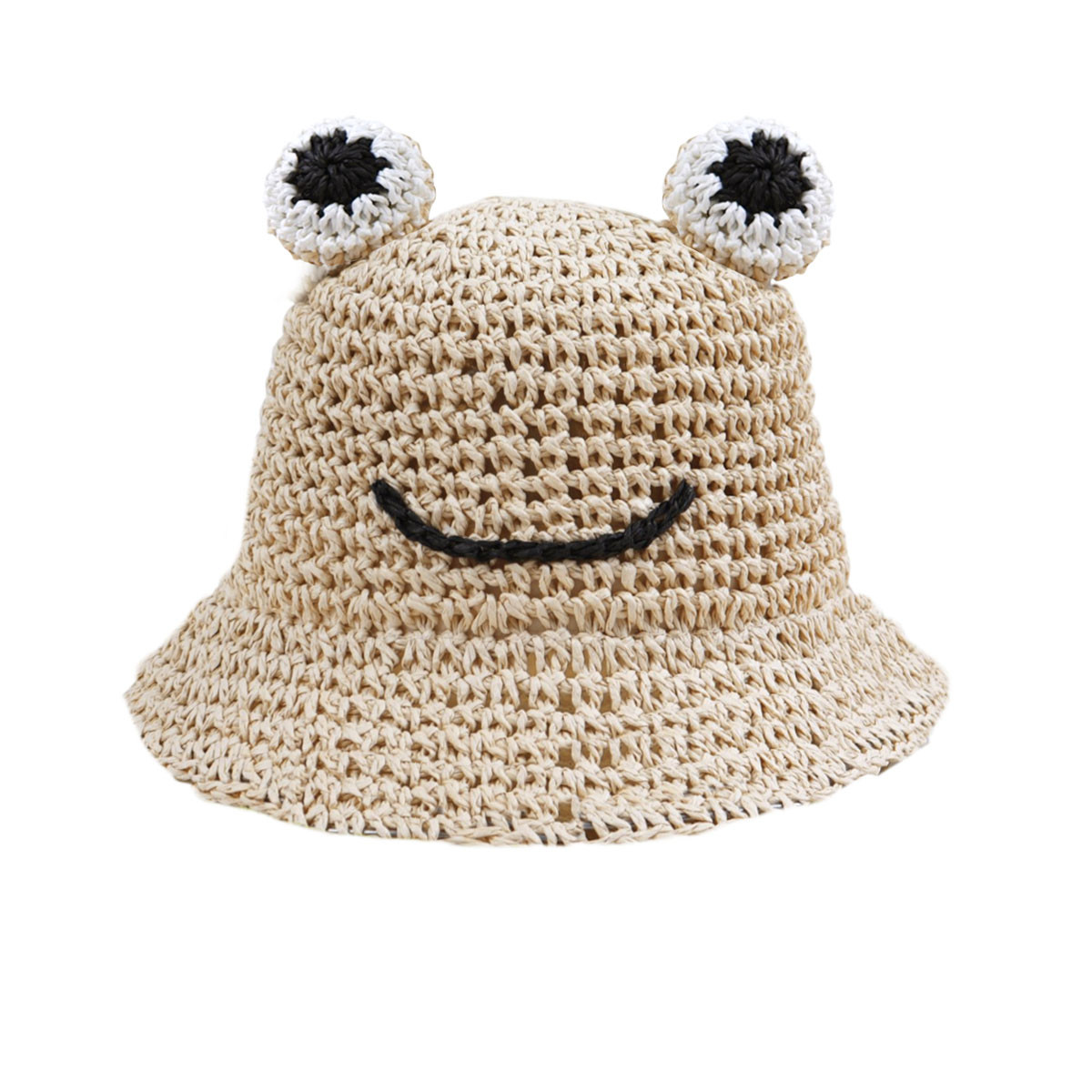 Лятна плетена шапка "Жабок" в бежово