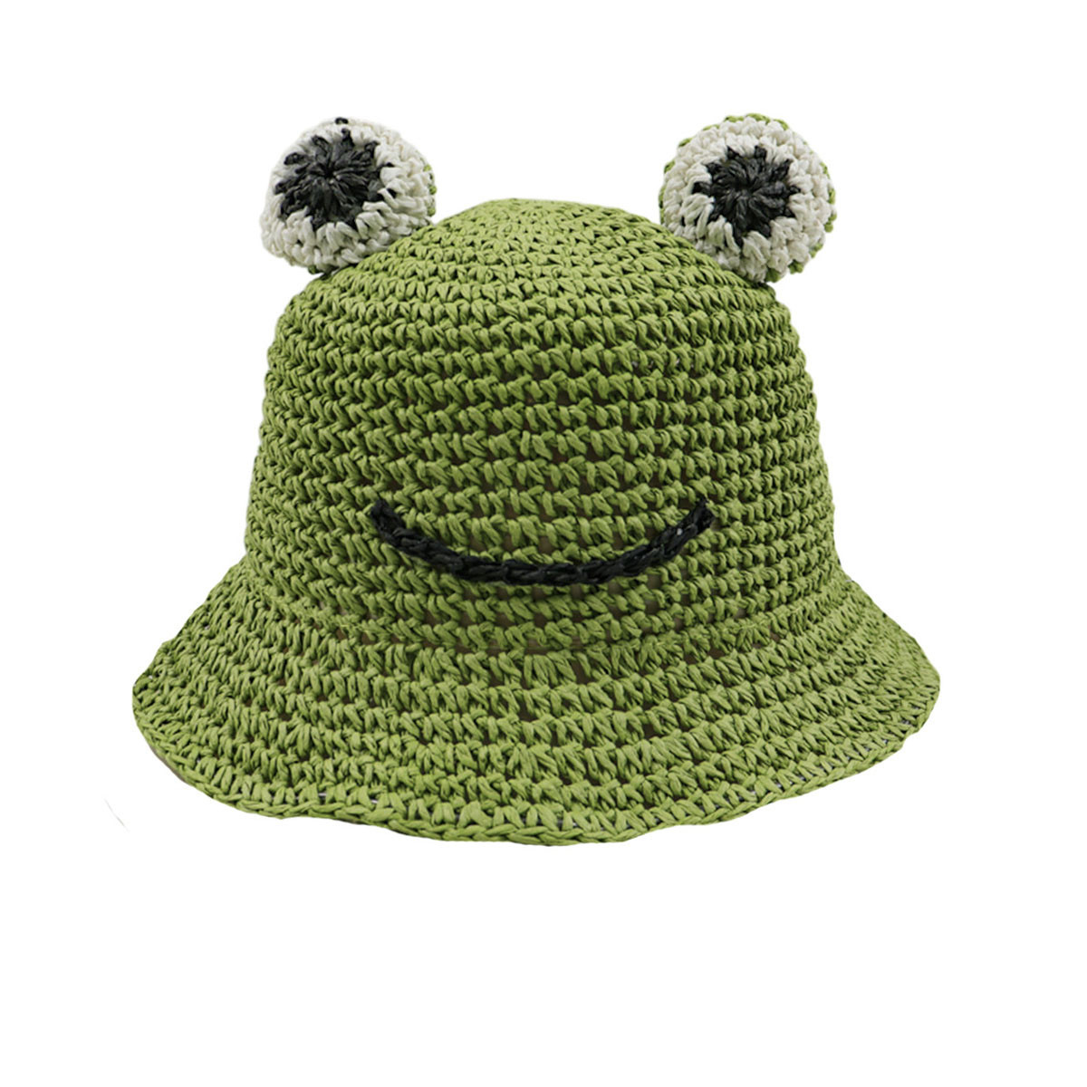 Лятна плетена шапка "Жабок" в зелено