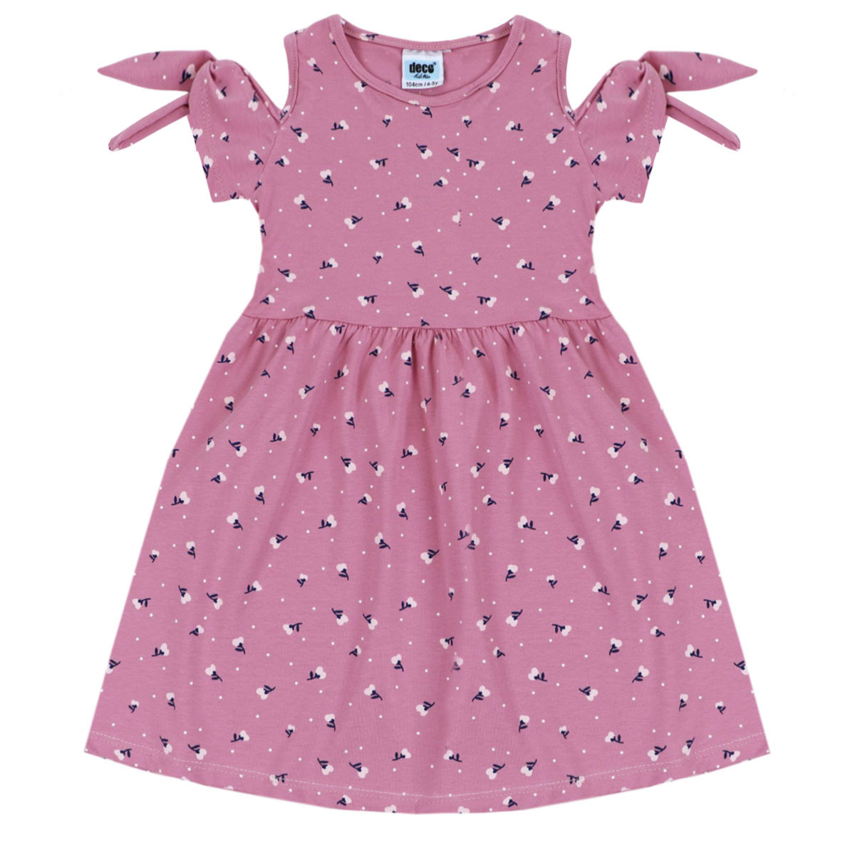 Лятна рокля с голи рамене в пепел от рози