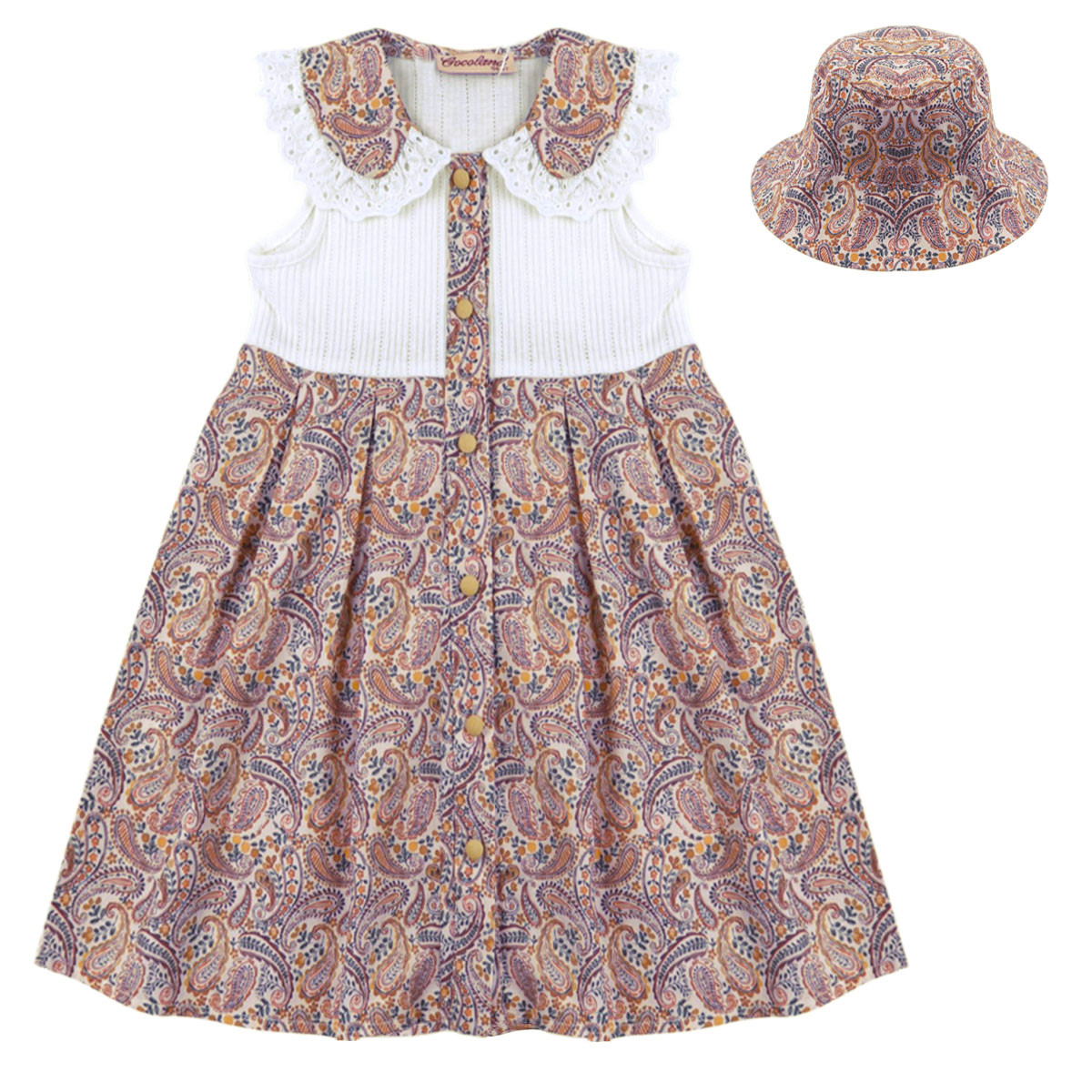Лятна рокля с шапка в кафяво