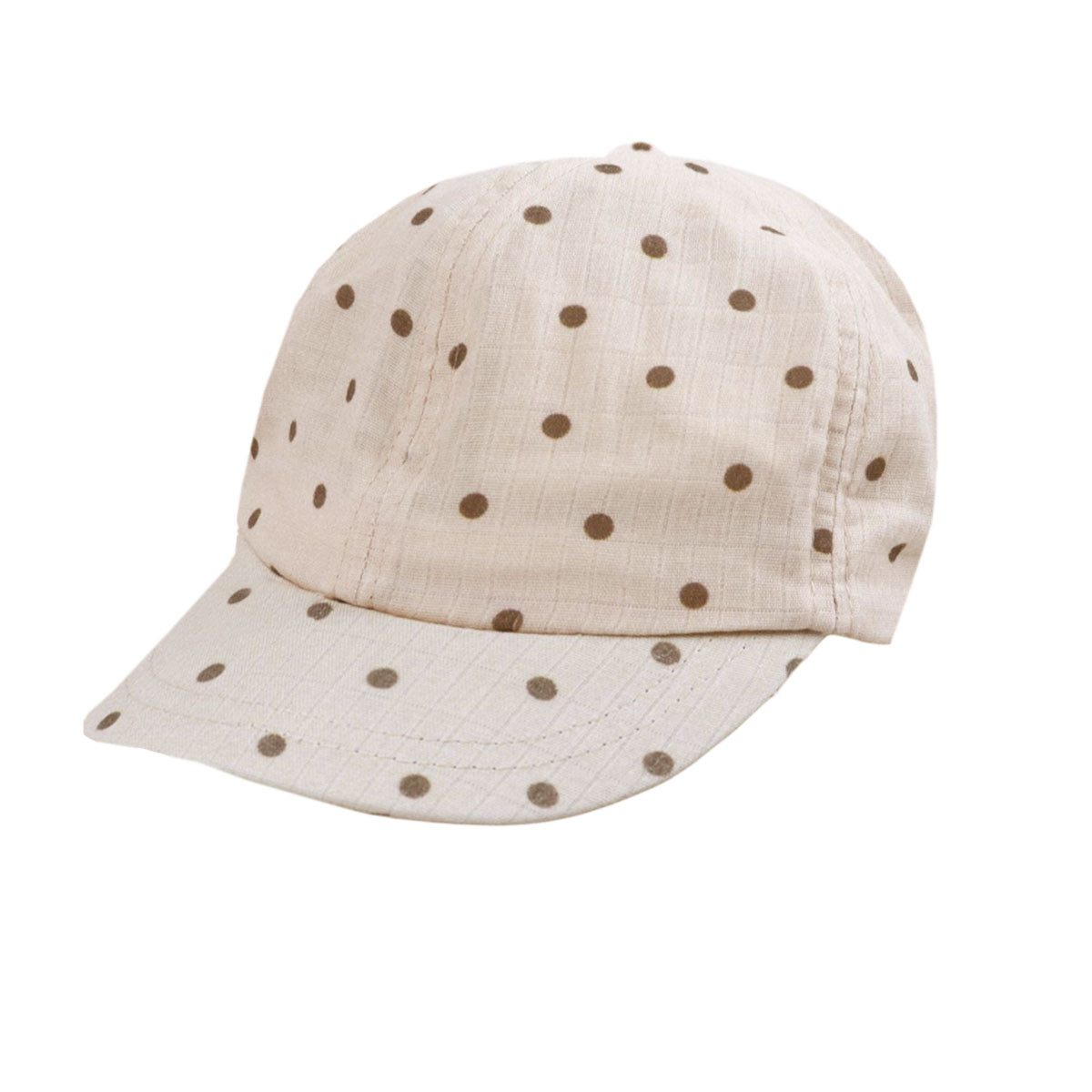 Мека лятна шапка на точки в бежово