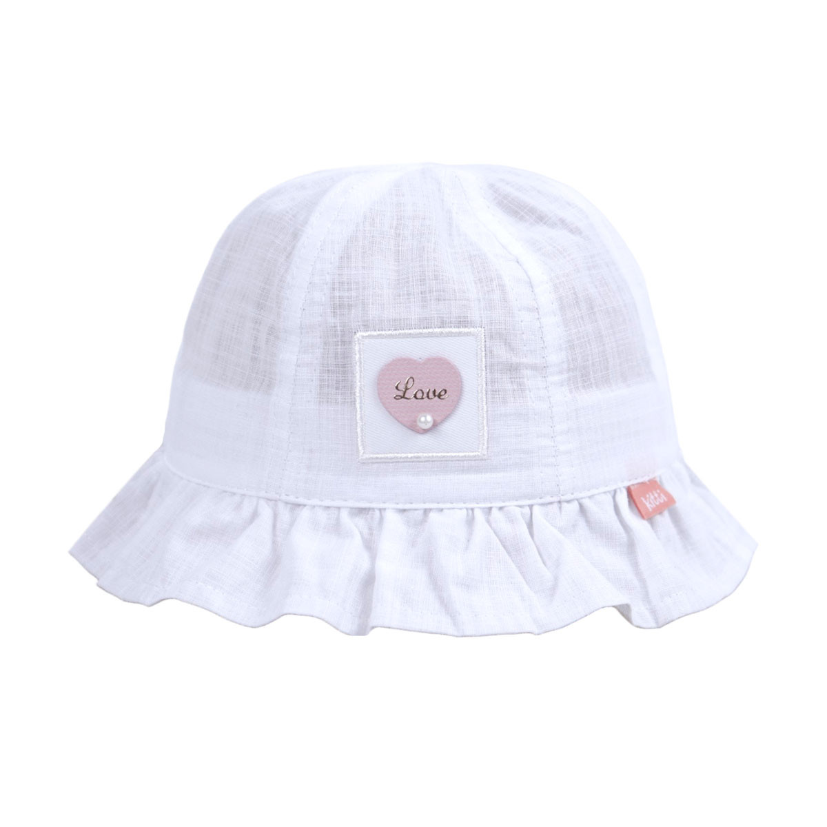 Лятна шапка с перличка в бяло