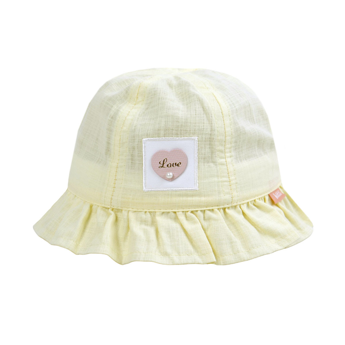 Лятна шапка с перличка в жълто