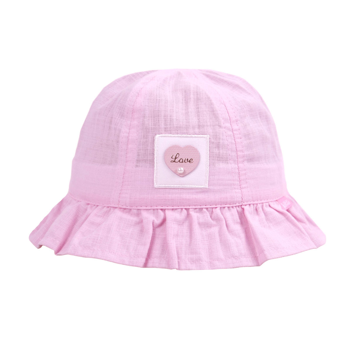 Лятна шапка с перличка в розово