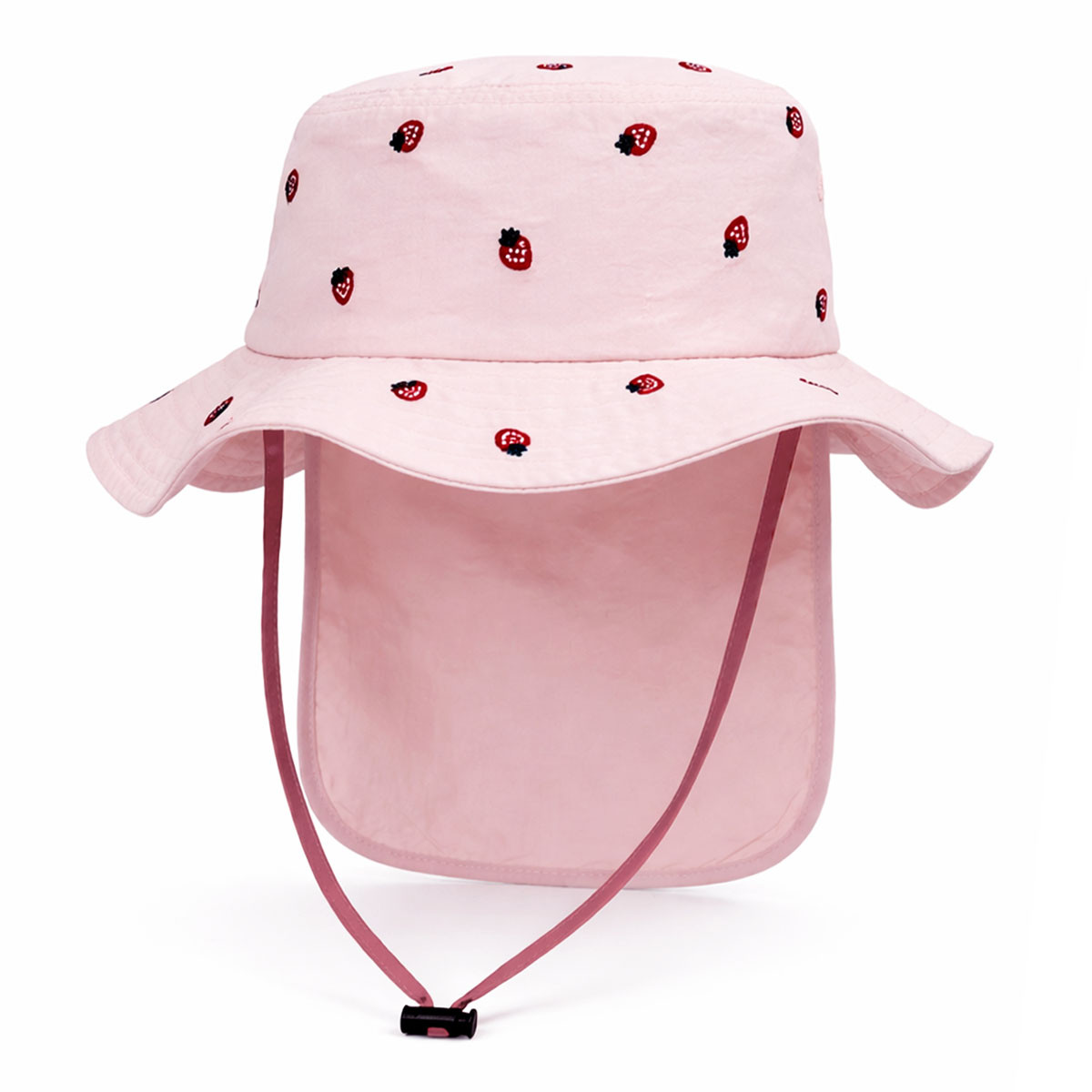 Лятна шапка с удължена периферия в розово