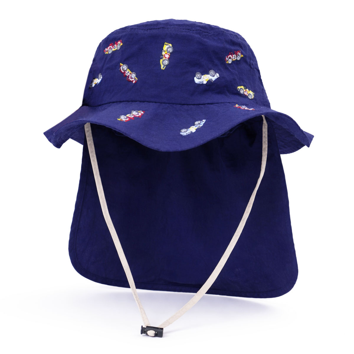 Лятна шапка с удължена периферия в тъмносиньо