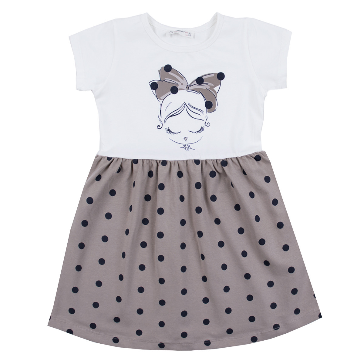 Лятна трикотажна рокля "Art girl" в бяло и бежово