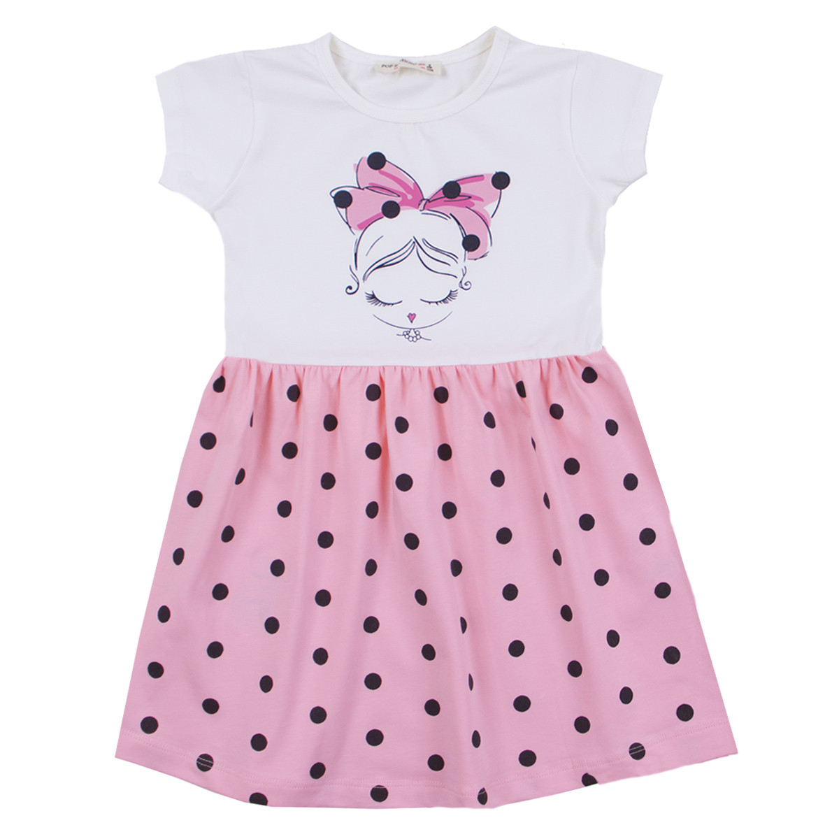 Лятна трикотажна рокля "Art girl" в бяло и розово