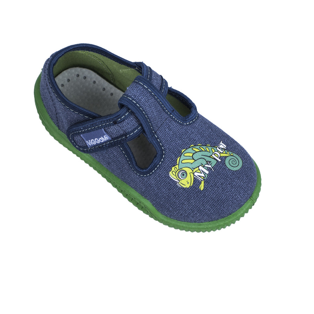 Анатомични дишащи текстилни обувки за момчета в синьо и зелено
