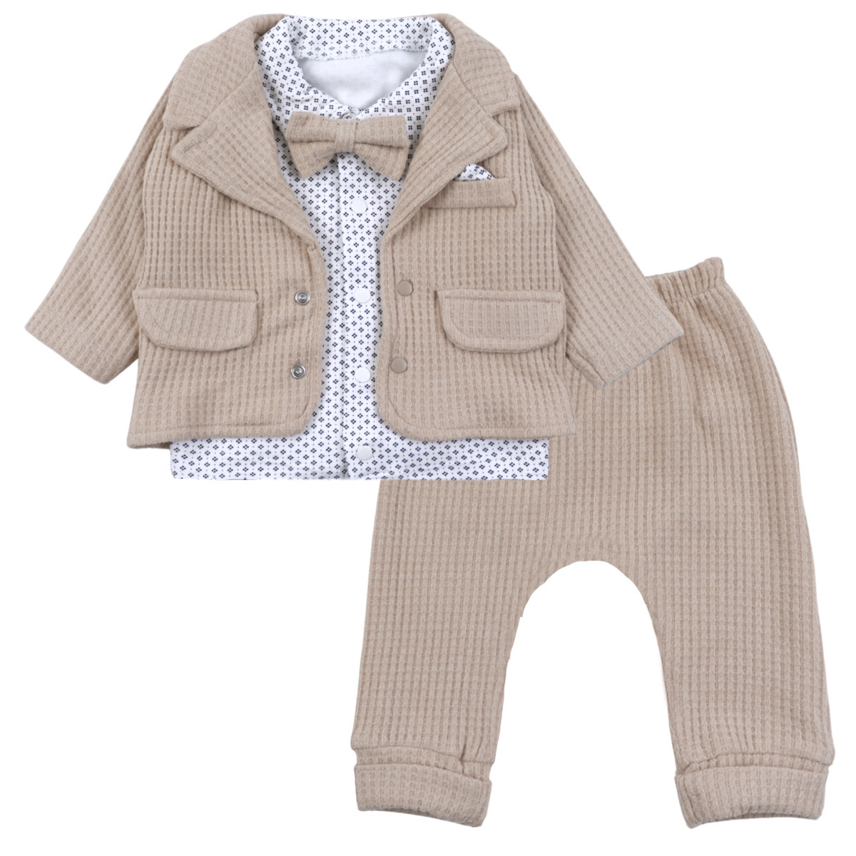 Официален бебешки комплект от 4 части "Little classic" в бежово
