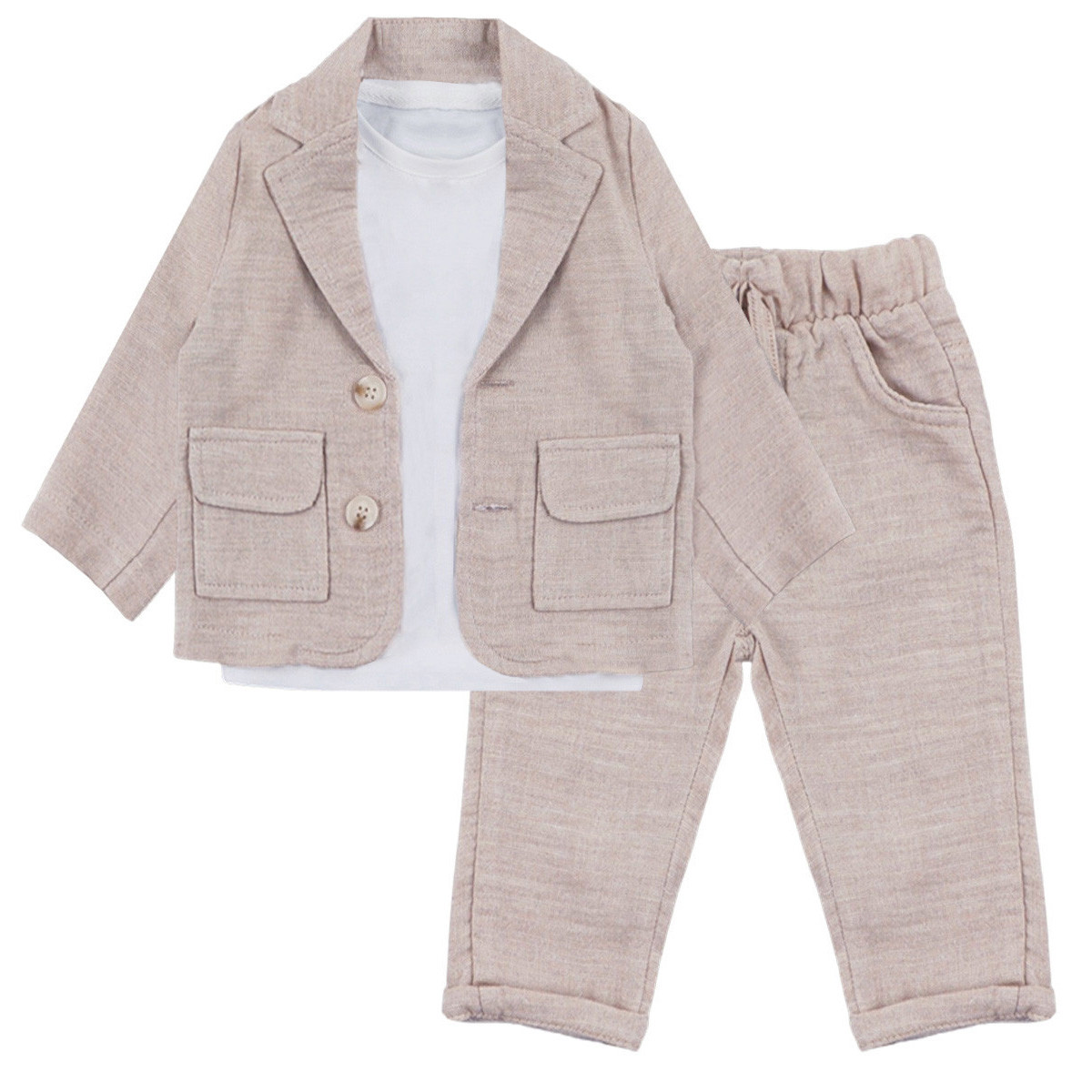 Официален бебешки комплект от 3 части в бежово