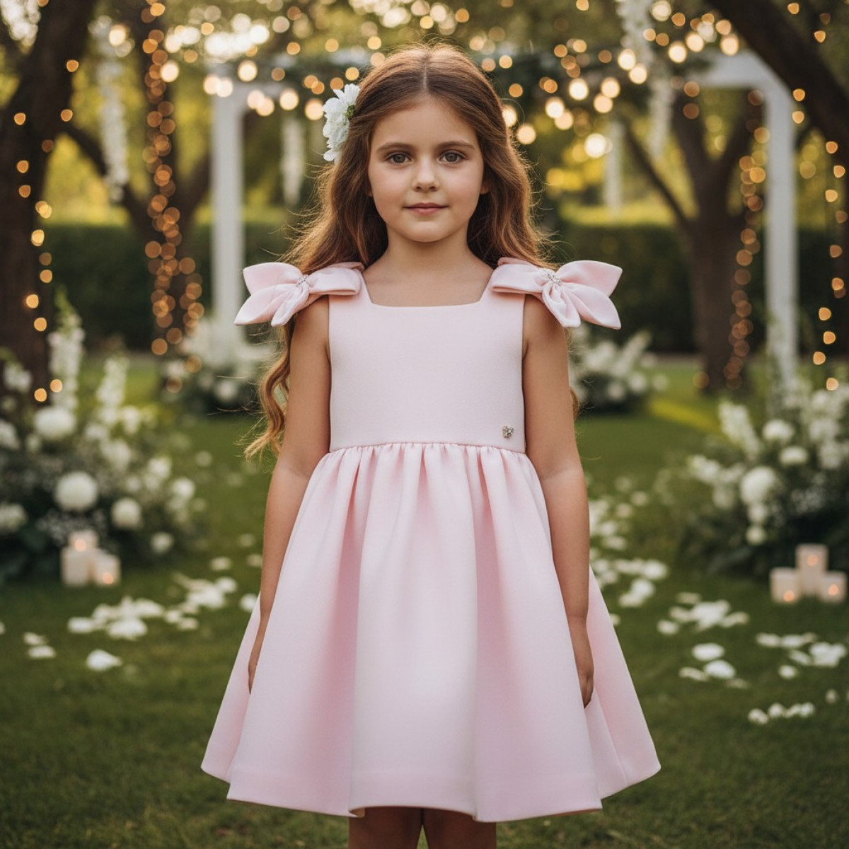 Официална детска рокля "Pink flowers"