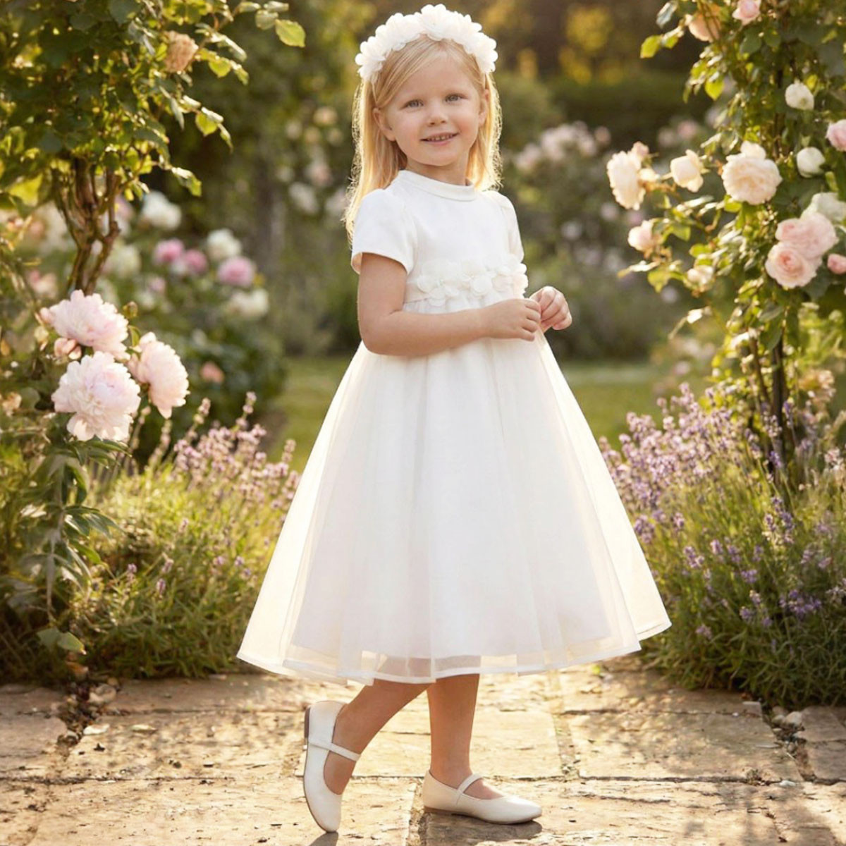 Официална рокля с лента за глава "Лорена" в екрю