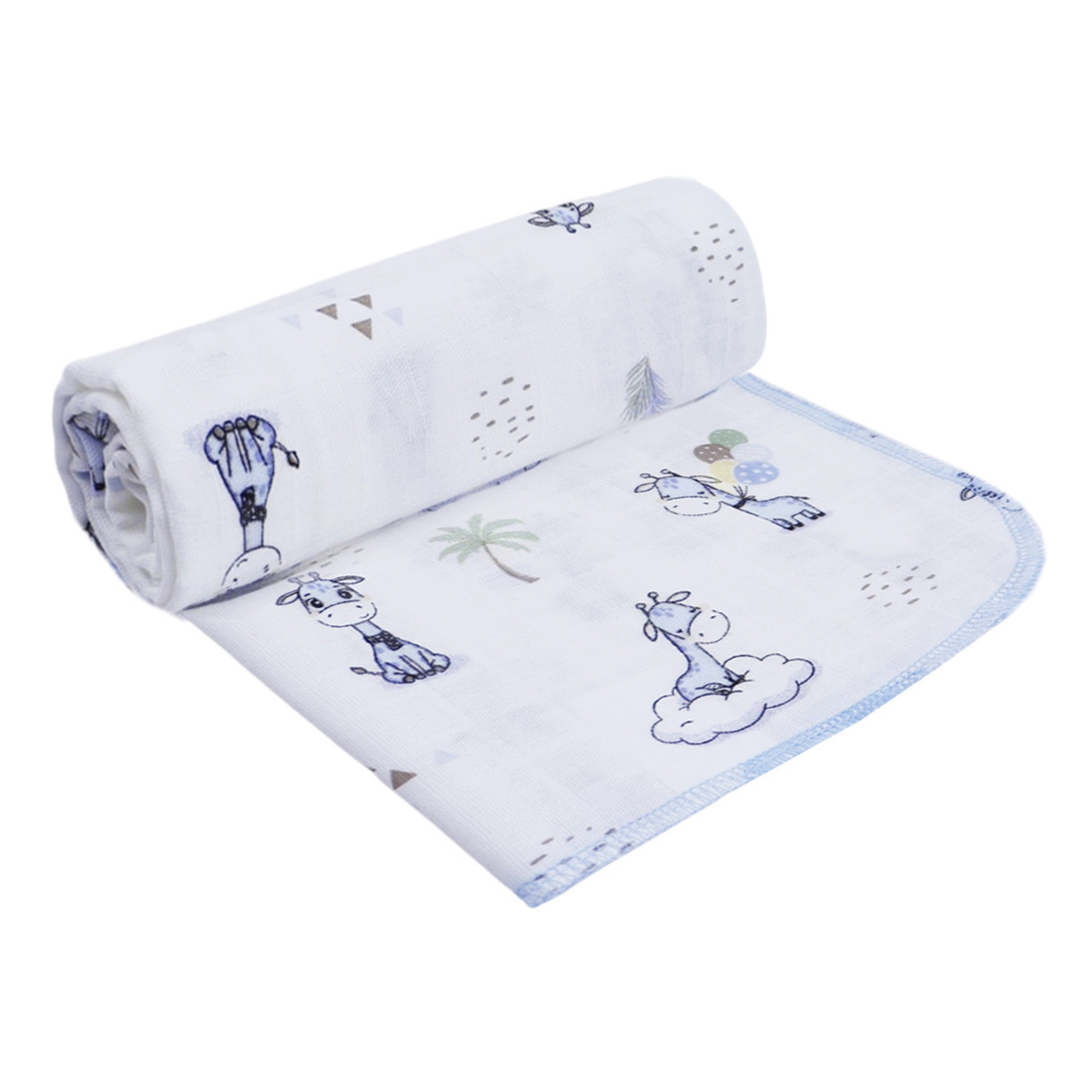 Бебешка муселинова пелена "Blue giraffe" 80 х 80 см
